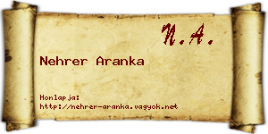 Nehrer Aranka névjegykártya